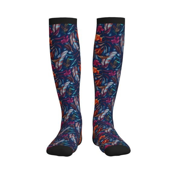 Picia Tropical Flower Printed Sports Compression Socks - 15-20mmHg Graduated Compression, High-Performance Soft and Breathable Socks for Men and Women