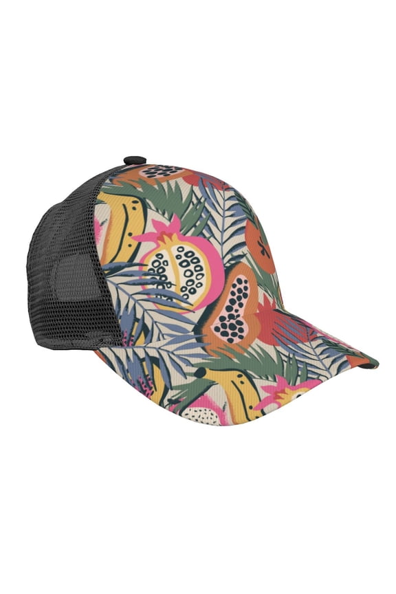 Tropical Fruit Pattern Trucker Hat,Baseball Cap,Sun Protection Cap,Stylish Headwear,Leisure Cap,Outdoor Sports Cap