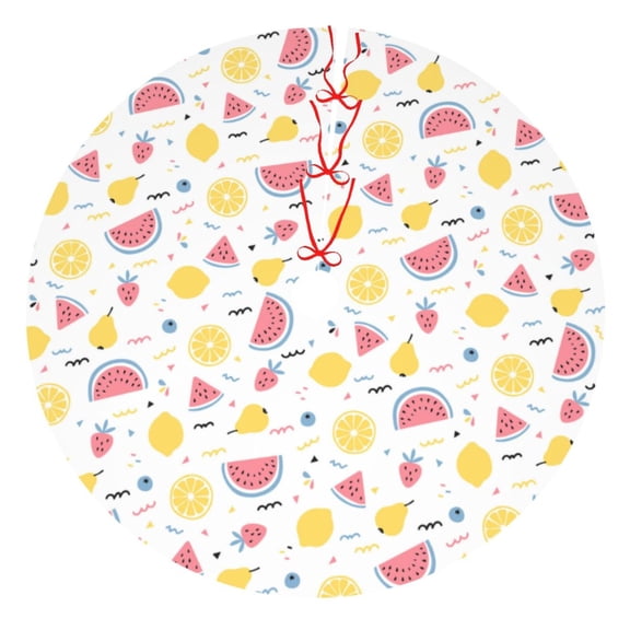 Picia Tropical Fruit Print Christmas Tree Skirt , Christmas Tree Skirt Ornaments for Merry Christmas Holiday Party Decorations Indoor Outdoor-36"
