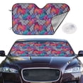thumbnail image 1 of Picia Tropical Leaves Curved Windshield Sunshade Accordion Folding Style Auto Shade for Car Truck SUV Van Blocks UV Ray Sun Visor Protector -Medium, 1 of 7