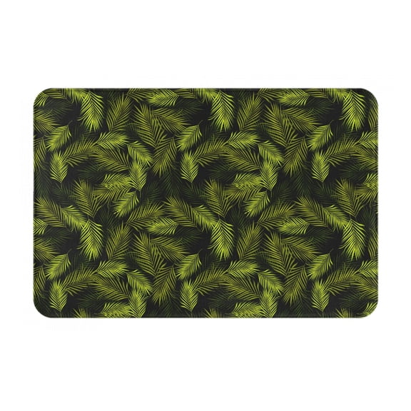Picia Tropical Palm Leaves Fern Leaf Pattern Flannel Doormat  16x24 Inch Non-Slip Indoor Mat, Absorbent & Quick-Dry Rug for Entryway, Bathroom, Kitchen, and Bedroom, Machine Washable