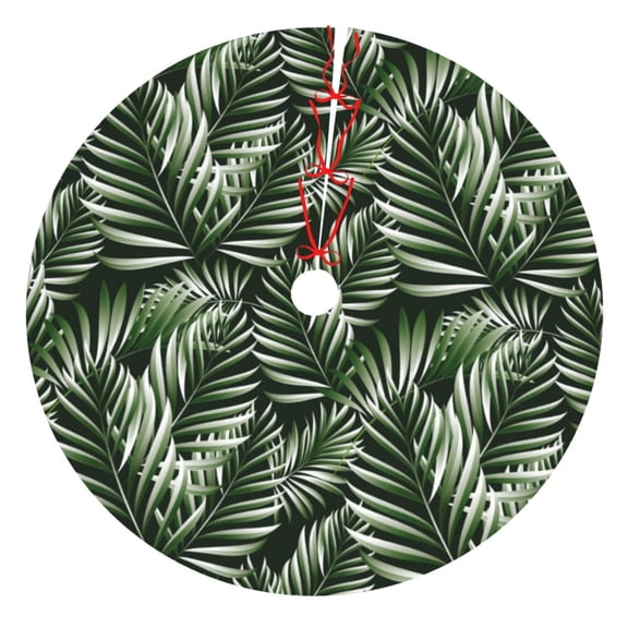 Picia Tropical Palm Leaves1 Print Christmas Tree Skirt , Christmas Tree Skirt Ornaments for Merry Christmas Holiday Party Decorations Indoor Outdoor-30"