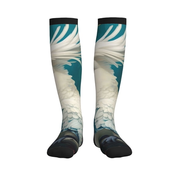 Picia Tropical Parrot Floral Artwork Printed Sports Compression Socks - 15-20mmHg Graduated Compression, High-Performance Soft and Breathable Socks for Men and Women