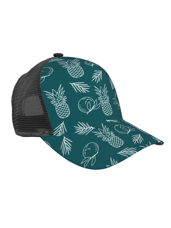 Tropical Pineapple Pattern Trucker Hat,Baseball Cap,Sun Protection Cap,Stylish Headwear,Leisure Cap,Outdoor Sports Cap