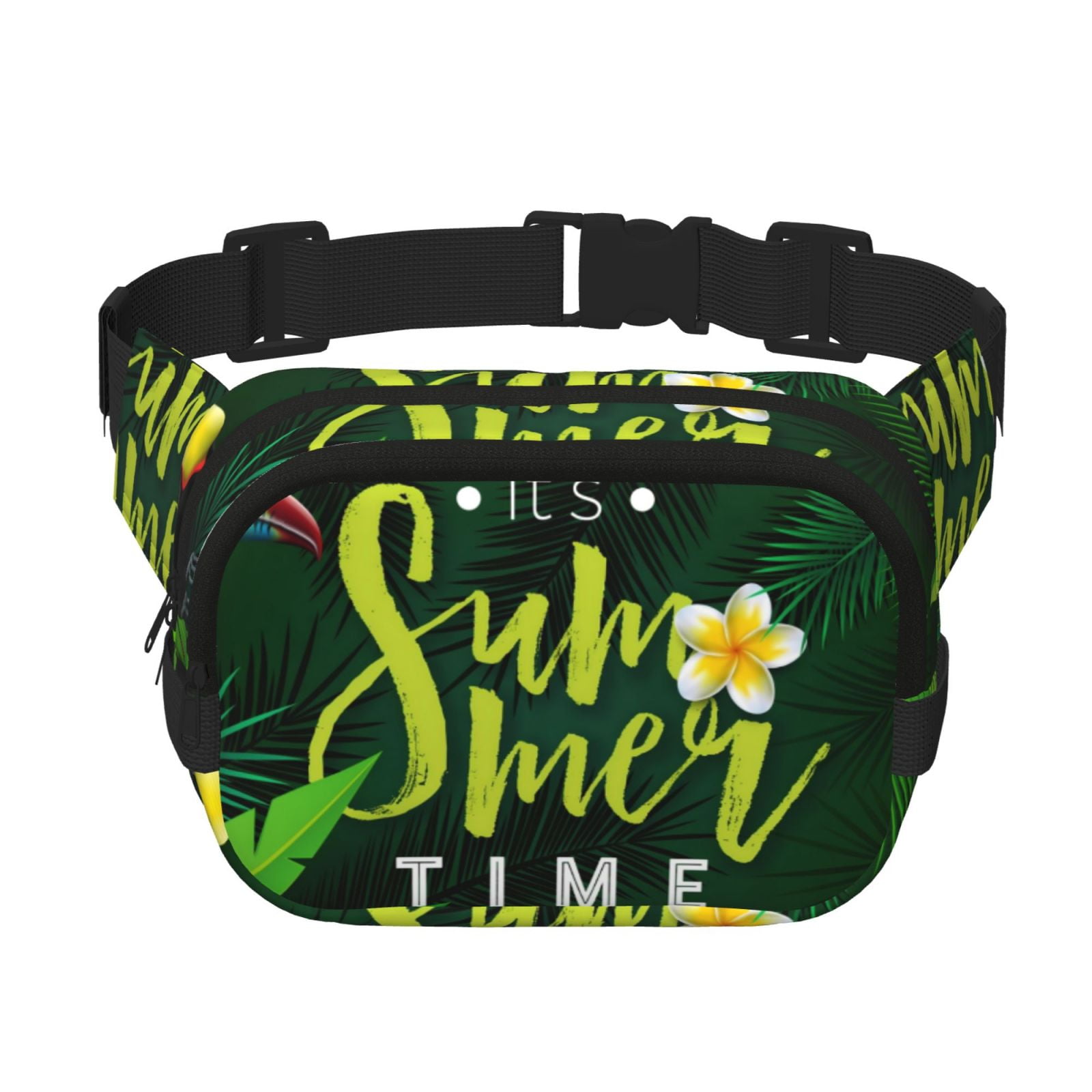 Picia Tropical Summer Vibes Print Square Double-Layer Waist Bag Mini Adjustable Waist Belt Bag Exercise Running Travel Hiking