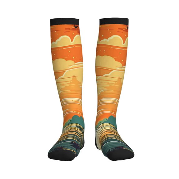 Picia Tropical Sunset Paradise Printed Sports Compression Socks - 15-20mmHg Graduated Compression, High-Performance Soft and Breathable Socks for Men and Women