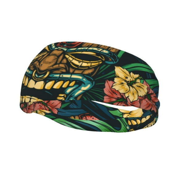 Picia Tropical Tribe Mask Print Mens Running Headband,Mens Sweatband Sports Headband for Running,Cycling,Basketball,Yoga,Fitness Workout