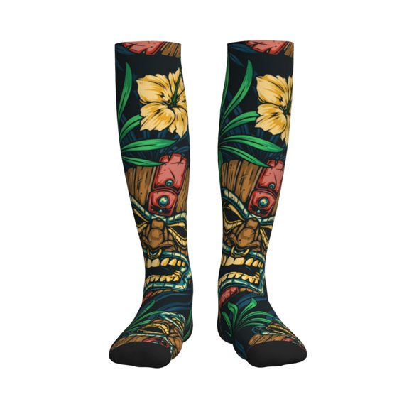 Picia Tropical Tribe Mask Printed Sports Compression Socks - 15-20mmHg Graduated Compression, High-Performance Soft and Breathable Socks for Men and Women