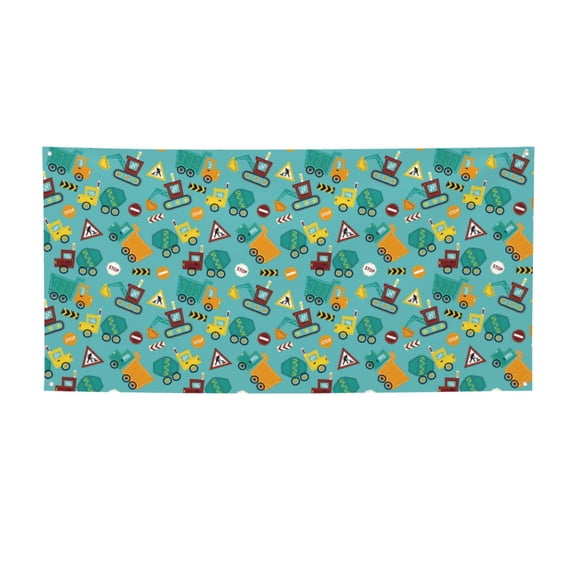 Picia Trucks And Excavators Pattern Party Banner, Festive Decoration, Holiday Banner, Celebration Decor, Event Banner, Reusable Party Banner-Small