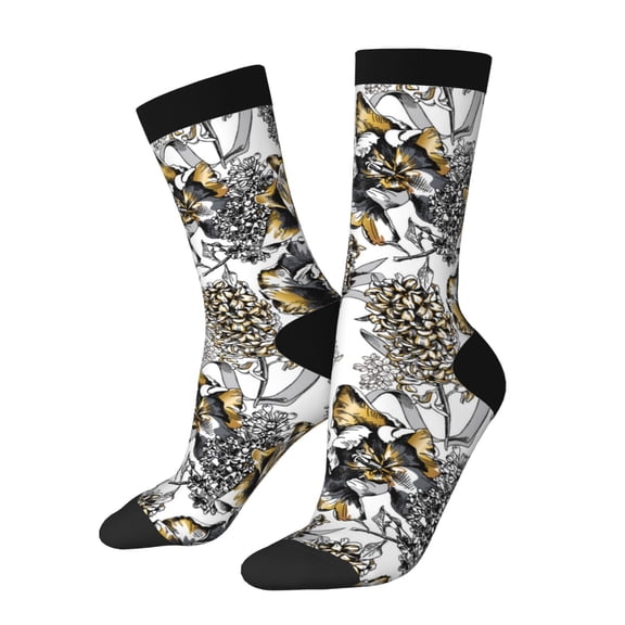 Picia Tulips Flowers Print Athletic Socks for Men & Women – Cushioned Moisture-Wicking Crew Socks for Sports, Running, and Training, Soft & Breathable Size 5-11
