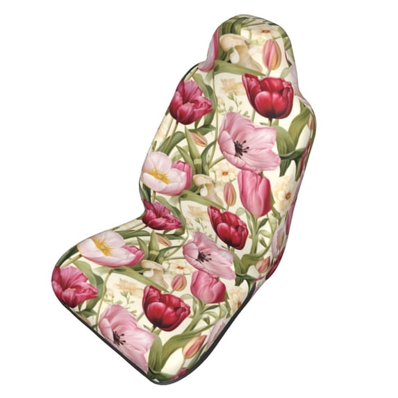 Picia Tulips Flowers Print Waterproof Sweating Car Seat Cover for Post Gym Workout, Running, Beach and Hiking, Universal Fit Anti-Slip Bucket Seat Protector