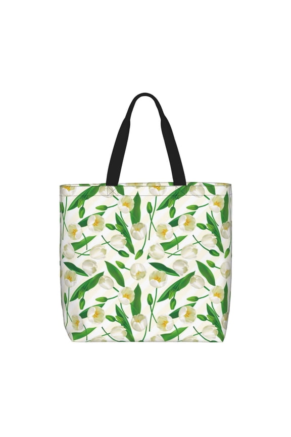 Tulips Flowers for Tote Bag for Women with Zipper, Gym Tote with Compartments, Laptop Work Tote Nurse Dance Yoga Bag for Sport, Travel