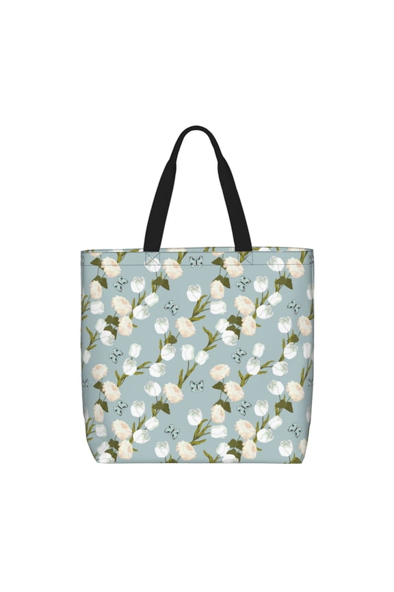 Tulips Flowers for Tote Bag for Women with Zipper, Gym Tote with Compartments, Laptop Work Tote Nurse Dance Yoga Bag for Sport, Travel