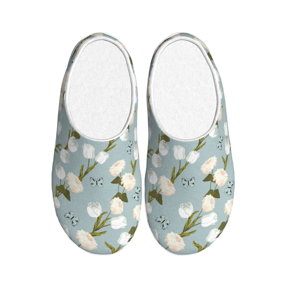Picia Tulips Flowers for Women's Lamb-hug Comfy Fleece House Slippers Memory Foam, Slip-on House Shoes Indoor Outdoor-37/38