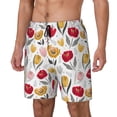 thumbnail image 1 of Picia Tulips Flowers pattern Mens Swim Trunks with Compression Liner Stretch Beach Shorts Quick Dry with Zipper Pockets No-Chafing Board Shorts-Small, 1 of 9