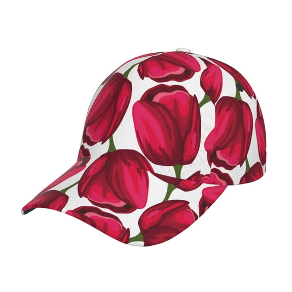 Picia Tulips Flowers pattern Trucker Low Profile Hat Men Women Baseball Cap Dad Hat Adjustable Unconstructed Plain Cap