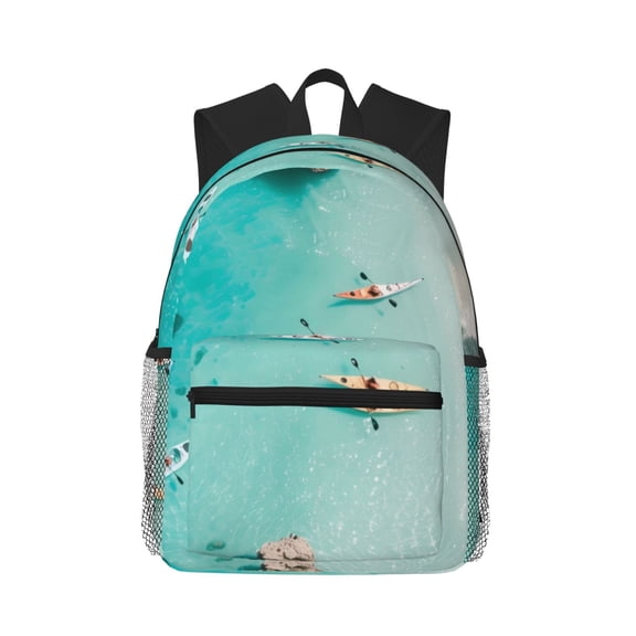 Picia Turquoise Beach Kayaking Large Capacity Backpack Classic Style Backpack Casual Backpack Water-Resistant School Work Travel Outdoor Backpack