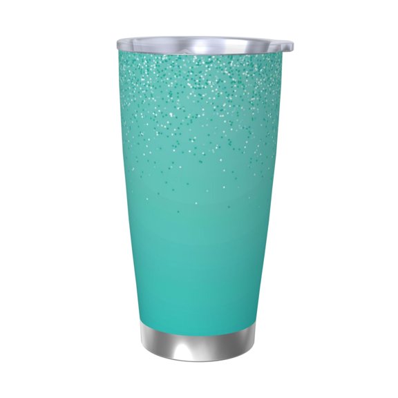 Picia Turquoise Glitter Pattern 20 oz Tumbler Stainless Steel Vacuum Insulated Coffee Ice Cup Double Wall Travel Flask Dual Lid Water Bottle, Eco-friendly Car Cup-Without Straw