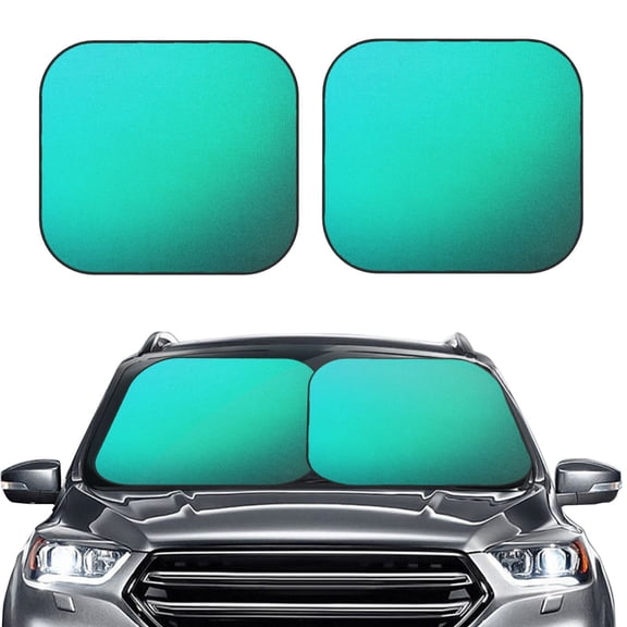 Picia Turquoise Light Blue 2 Piece Car Windshield Sun Shade Foldable | Foldable Sun Shield for Front Window Blocks UV Rays and Keeps Your Vehicle Cool-Large