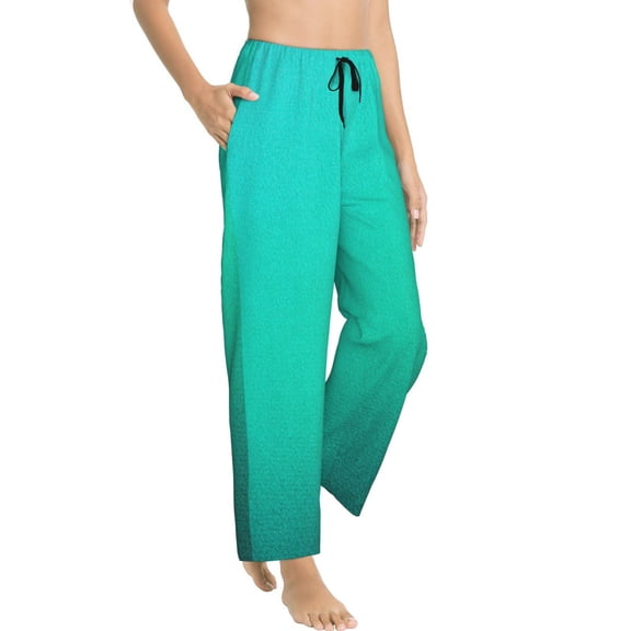 Picia Turquoise Light Blue Womens Soft Woven Cotton Elastic Waistband Sleep Pajama Pant Lounge Sleep Pant With Pockets And Drawstring-Medium