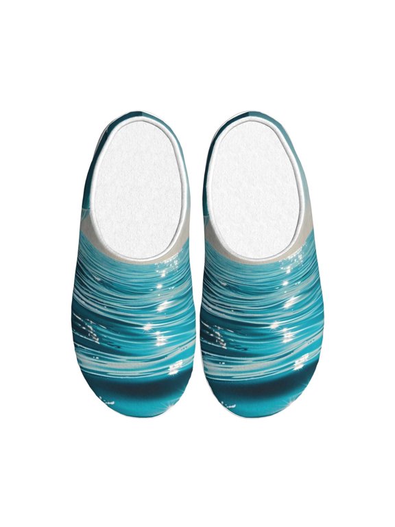 Turquoise Ocean Reflection for Women's Lamb-hug Comfy Fleece House Slippers Memory Foam, Slip-on House Shoes Indoor Outdoor-39/40