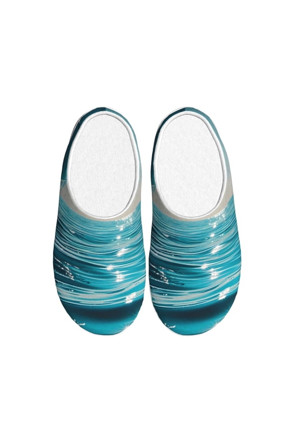 Turquoise Ocean Reflection for Women's Lamb-hug Comfy Fleece House Slippers Memory Foam, Slip-on House Shoes Indoor Outdoor-44/45