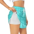 thumbnail image 1 of Picia Turquoise Wooden Pattern Women's 2 in 1 Athletic Running Shorts High Waisted Workout Casual Gym Sweat Shorts with Comfy Liner Zipper Pockets-Small, 1 of 9