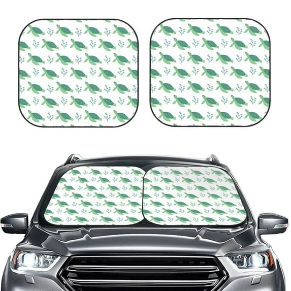 Picia Turtle 2 Piece Car Windshield Sun Shade Foldable | Foldable Sun Shield for Front Window Blocks UV Rays and Keeps Your Vehicle Cool-Large