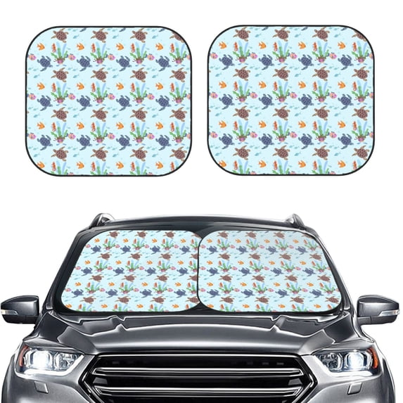 Picia Turtle 2 Piece Car Windshield Sun Shade Foldable | Foldable Sun Shield for Front Window Blocks UV Rays and Keeps Your Vehicle Cool-Large