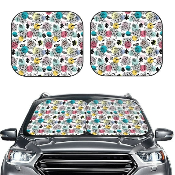 Picia Turtle 2 Piece Car Windshield Sun Shade Foldable | Foldable Sun Shield for Front Window Blocks UV Rays and Keeps Your Vehicle Cool-
