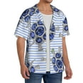 thumbnail image 1 of Picia Turtle with Blue Stones Men's Linen Shirts Short Sleeve Cuban Beach Shirts Casual Shirts Button Down Shirt for Men Beach Summer Wedding Shirt-4X-Large, 1 of 7