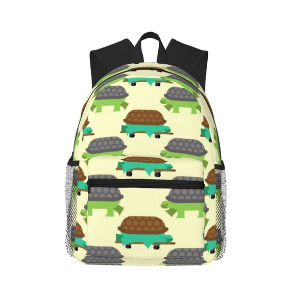 Picia Turtle On Skateboard Large Capacity Backpack Classic Style Backpack Casual Backpack Water-Resistant School Work Travel Outdoor Backpack