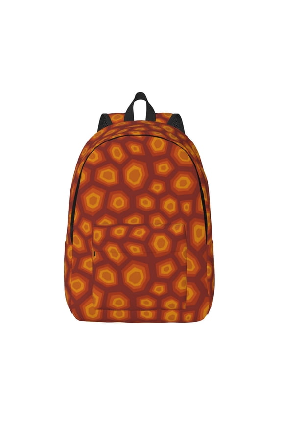 Turtle Shell Printed Canvas Daypack - Stylish and Durable Vintage Compact Backpack - Class, Work, Travel, or Laptop Bookbag,Organized Compartments-Medium