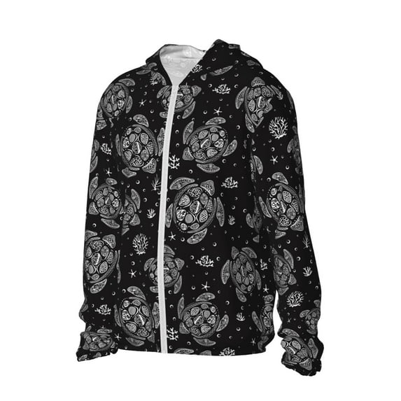 Picia Turtle Women's Men's UPF 50+ Sun Protection Hoodie Shirt Long Sleeve SPF Fishing Outdoor UV Hiking Lightweight Shirts-Small
