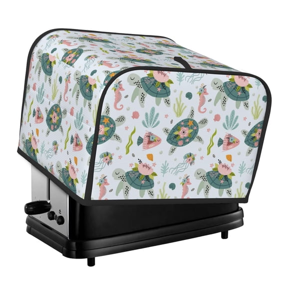 Picia Turtle and Sea Life Print 4 Slice Toaster Cover , Toaster Protector Dustproof Kitchen Appliance Cover, Kitchen Appliance Dustproof Protector