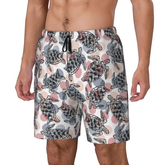 Picia Turtle pattern Mens Swim Trunks with Compression Liner Stretch Beach Shorts Quick Dry with Zipper Pockets No-Chafing Board Shorts-X-Large