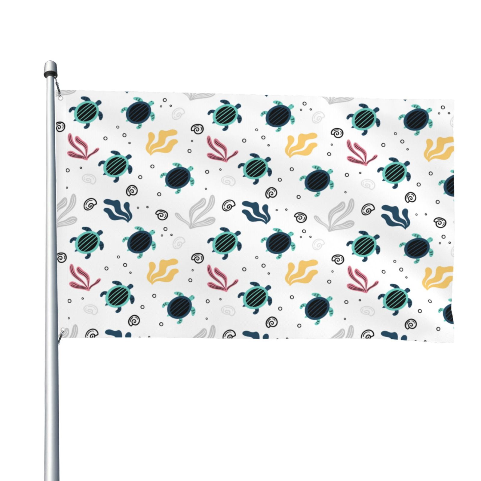 Picia Turtles And Corals Printed Flag ,Turtles And Corals Pattern ...