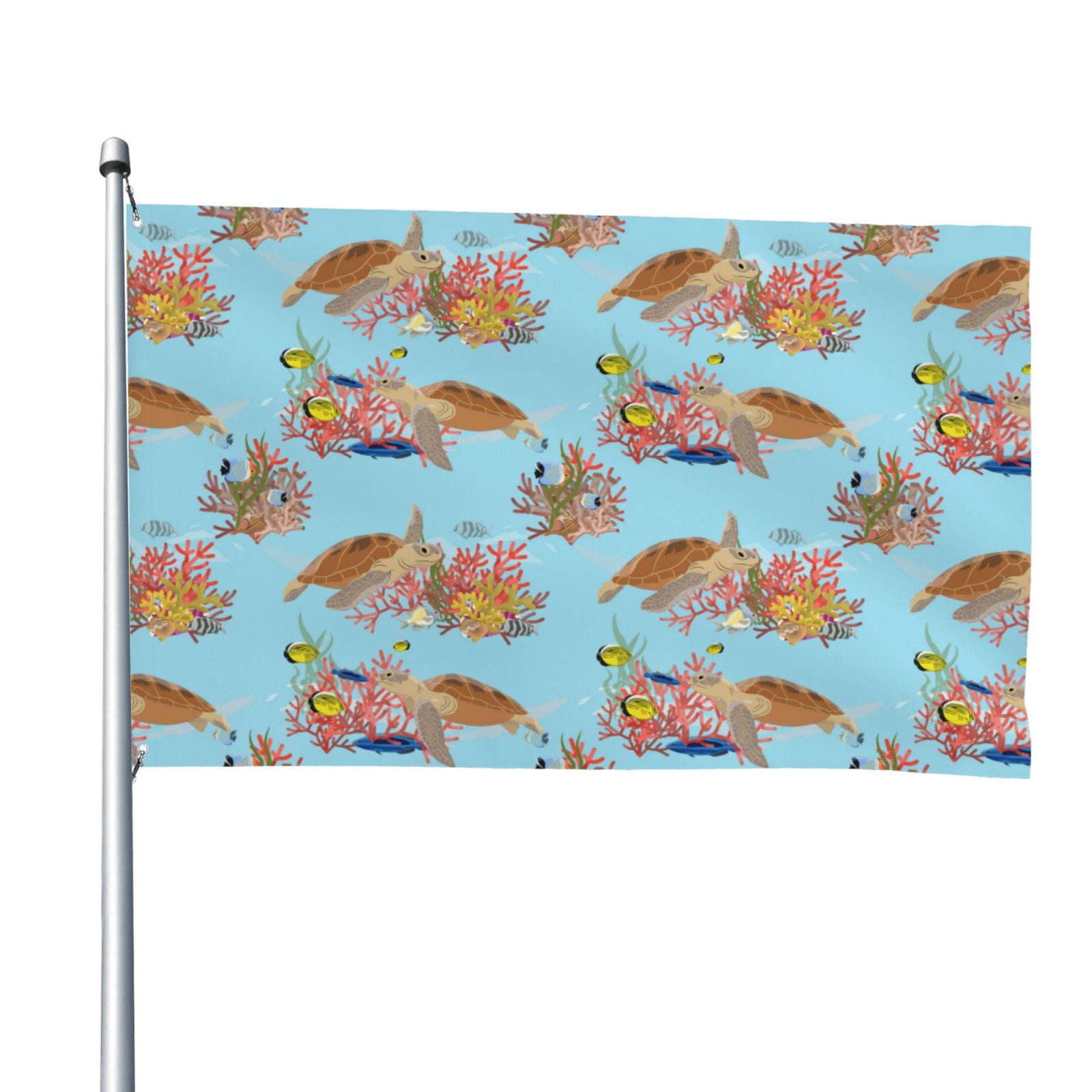 Picia Turtles And Corals Printed Flag ,Turtles And Corals Pattern ...