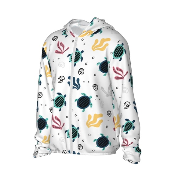 Picia Turtles And Corals Women's Men's UPF 50+ Sun Protection Hoodie Shirt Long Sleeve SPF Fishing Outdoor UV Hiking Lightweight Shirts-XX-Large