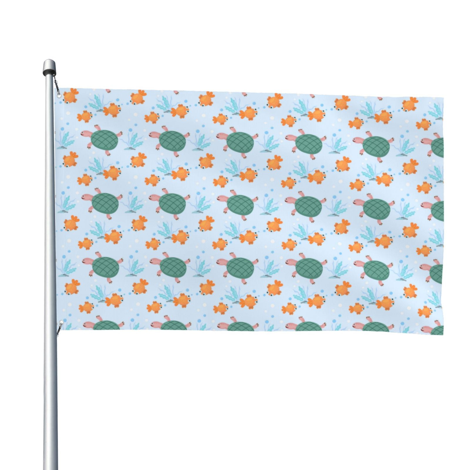 Picia Turtles And Goldfish Printed Flag ,Turtles And Goldfish Pattern ...