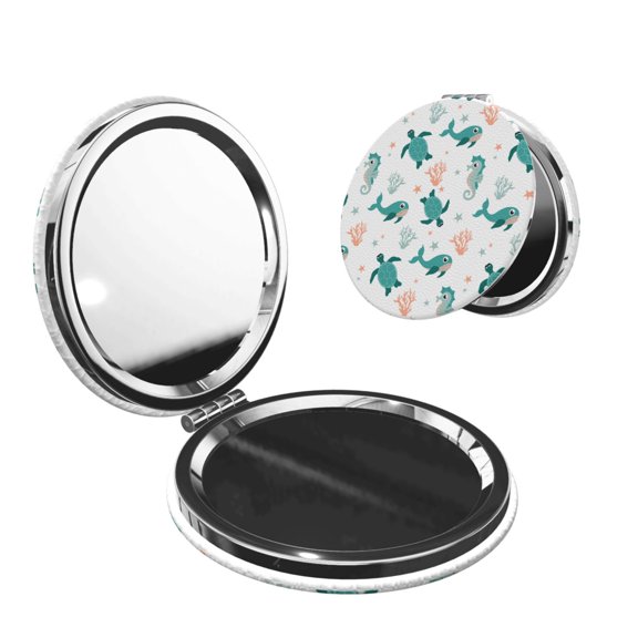 Picia Turtles And Seahorses for Compact Vanity Mirror , Travel Makeup Mirror , Portable Magnifying Cosmetic Mirror for Daily, Work, Business-Round Shape