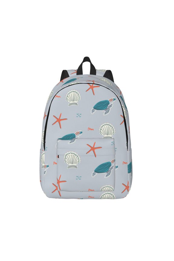 Turtles And Shells Printed Canvas Daypack - Stylish and Durable Vintage Compact Backpack - Class, Work, Travel, or Laptop Bookbag,Organized Compartments-Small