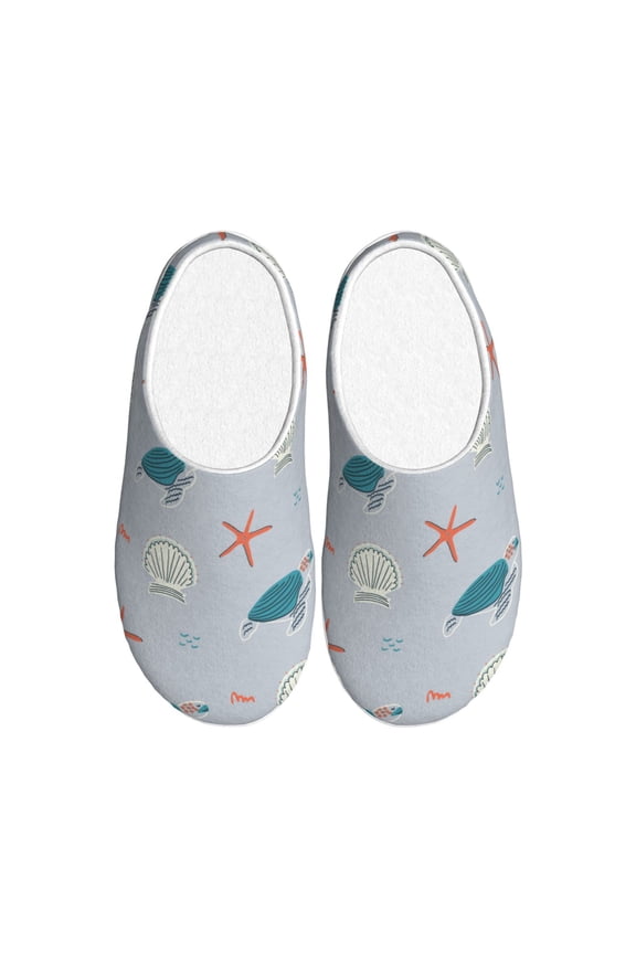 Turtles And Shells for Women's Lamb-hug Comfy Fleece House Slippers Memory Foam, Slip-on House Shoes Indoor Outdoor-37/38