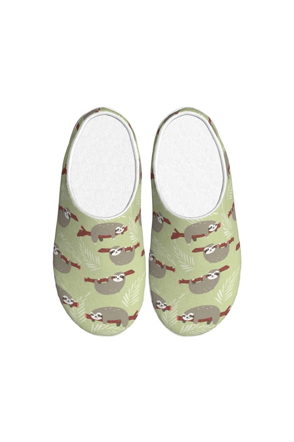 Twig Sloth for Women's Lamb-hug Comfy Fleece House Slippers Memory Foam, Slip-on House Shoes Indoor Outdoor-44/45
