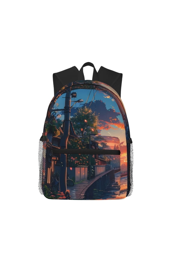 Twilight Canal Reflection Large Capacity Backpack Classic Style Backpack Casual Backpack Water-Resistant School Work Travel Outdoor Backpack