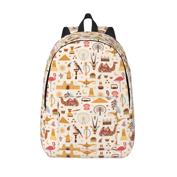Picia UAE Travel1 Printed Canvas Daypack - Stylish and Durable Vintage Compact Backpack - Class, Work, Travel, or Laptop Bookbag,Organized Compartments-Small