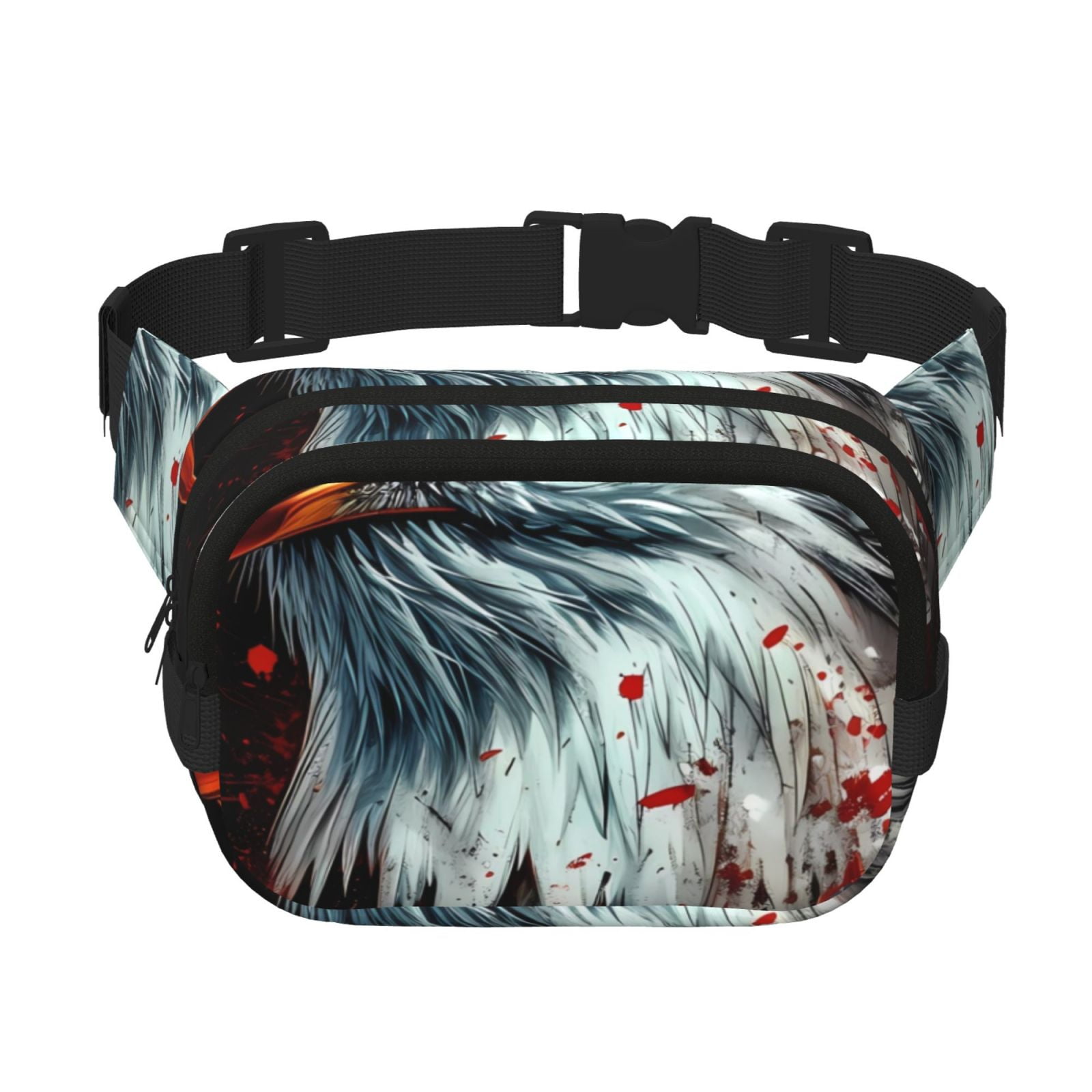 Picia USA Bald Eagle Print Square Double-Layer Waist Bag Mini Adjustable Waist Belt Bag Exercise Running Travel Hiking