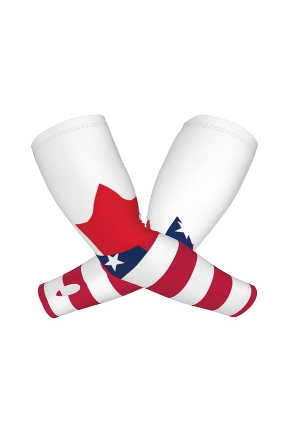 USA Canada Flag Arm Sleeves for Men and Women - Tattoo Cover Up UPF 50+ Cooling Sports Sleeve for Basketball Golf Football-One Size