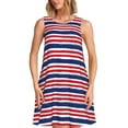 thumbnail image 1 of Picia USA Colors Stripes Print Women’s Sleeveless Midi Swing Dress – A-Line Pleated Tank Sundress, Comfortable and Flowy T-Shirt Dress, 1 of 7