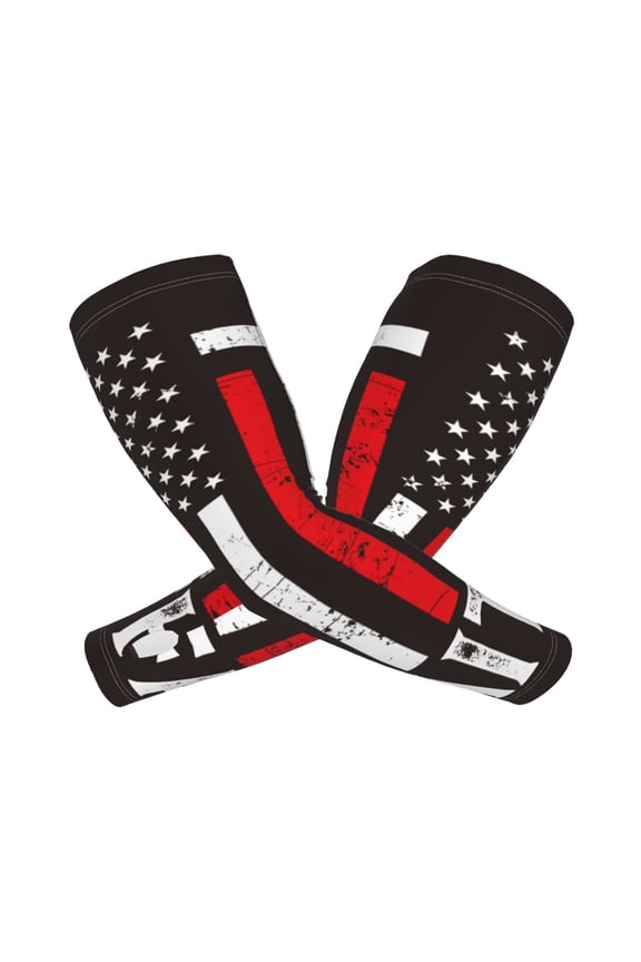 USA Flag Cross Arm Sleeves for Men and Women - Tattoo Cover Up UPF 50+ Cooling Sports Sleeve for Basketball Golf Football-One Size